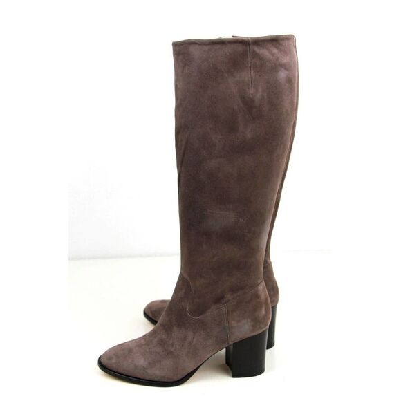 M Grigiarancio BROWN TAUPE GENUINE SUEDE LEATHER 3" HEEL FULL ZIP SIDE BOOTS 38 - Picture 3 of 9